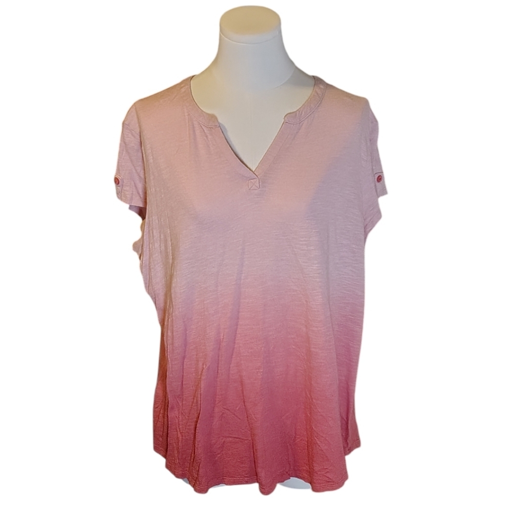 Liz Claiborne Pink To Red Ombre Short Sleeve Tee Size XL
